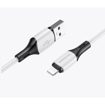  Дата-кабель BOROFONE BX79 silicone charging data cable Lightning 1м (белый) 