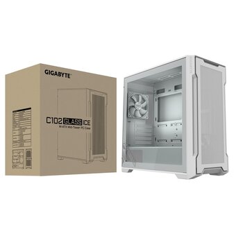  Корпус Gigabyte C102G (GB-C102GI) MidTower, mATX, USB3.0x2, Audio I/O, GPU:410mm, White 