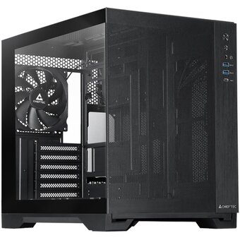  Корпус CHIEFTEC Visio Air GM-30B-M-OP без БП, боковая панель из закаленного стекла, 3xPWM 140мм вентилятора, черный, ATX 