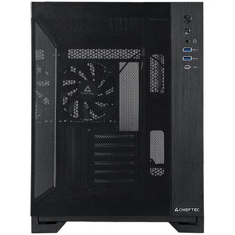  Корпус CHIEFTEC Visio Air GM-30B-M-OP без БП, боковая панель из закаленного стекла, 3xPWM 140мм вентилятора, черный, ATX 