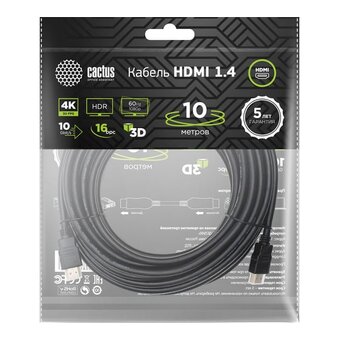  Кабель аудио-видео Cactus CS-HDMI.1.4-10 HDMI (m)/HDMI (m) 10м черный 