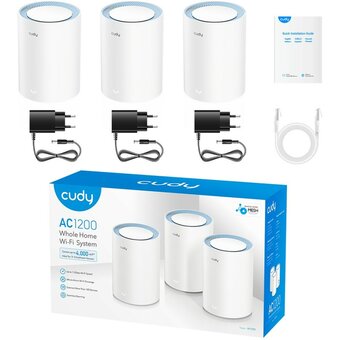  Бесшовный Mesh роутер Cudy M1200 (3-Pack) AC1200 10/100BASE-TX белый 