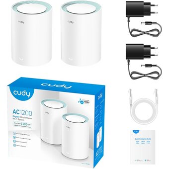  Бесшовный Mesh роутер Cudy M1300 (2-Pack) AC1200 10/100/1000BASE-TX белый 