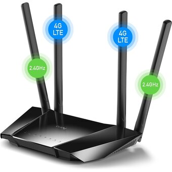  Роутер беспроводной Cudy LT400 N300 10/100BASE-TX/4G cat.4 черный 