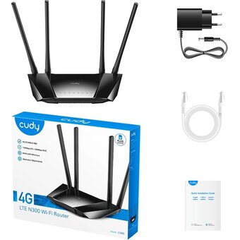  Роутер беспроводной Cudy LT400 N300 10/100BASE-TX/4G cat.4 черный 