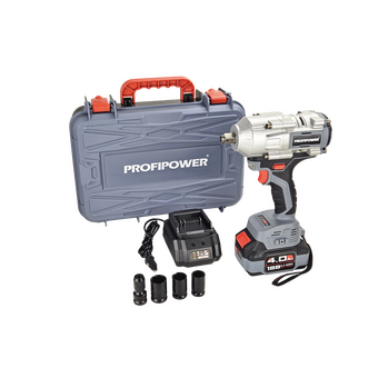  Гайковерт аккум. ProfiPower T-900N бесщеточный ударный E0186 (Li-ion-1шт, 4.0Ач, 900Нм, ударная головка 17/19/21мм, З/У, в кейсе) 