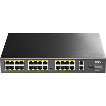  Коммутатор неуправляемый Cudy FS1026PS1 (L2) 24x100Мбит/с 2x1Гбит/с 1SFP 24PoE 24PoE+ 300W 
