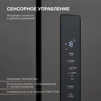  Холодильник Hyundai CM55043F черная сталь 