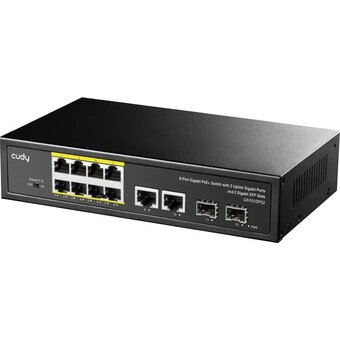  Коммутатор неуправляемый Cudy GS1010PS2 (L2) 10x1Гбит/с 2xКомбо(1000BASE-T/SFP) 2SFP 8PoE 120W 