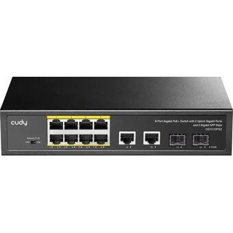  Коммутатор неуправляемый Cudy GS1010PS2 (L2) 10x1Гбит/с 2xКомбо(1000BASE-T/SFP) 2SFP 8PoE 120W 