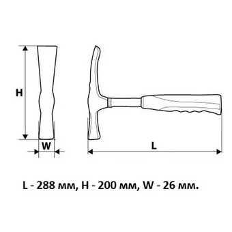  Молоток-кирочка TOPEX 02A625 600 г, двухкомпонентная рукоятка 
