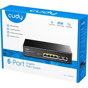  Коммутатор неуправляемый Cudy GS1006P (L2) 6x1Гбит/с 6PoE+ 