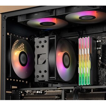  Кулер PCCooler RT400 ARGB BK S115X/1200/1700/1851/AM4/AM5 (TDP 235W, 1x120mm PWM ARGB Fan, 4 тепловые трубки 6мм, 500-2200RPM, 32dBa) 