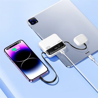  Аккумулятор внешний резервный REMAX RPP-602 Sucha Pro Series PD 20W+QC 22.5W Power Bank with 2 Fast Charging Cables 10000mAh белый 