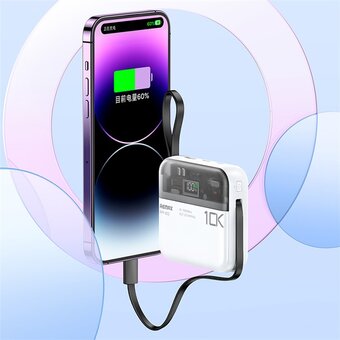  Аккумулятор внешний резервный REMAX RPP-602 Sucha Pro Series PD 20W+QC 22.5W Power Bank with 2 Fast Charging Cables 10000mAh белый 