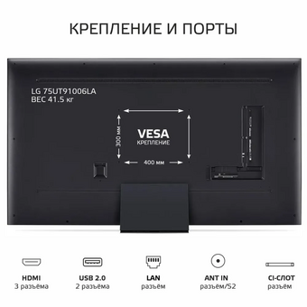  Телевизор LG 75UT91006LA.ARUG черный 