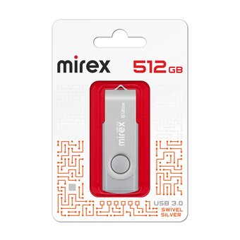  USB-флешка Mirex Swivel 13600-FM3SS512 512GB USB 3.0, Серебристый 