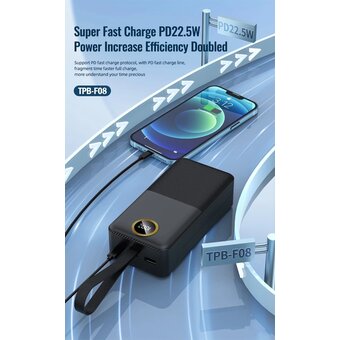  Аккумулятор внешний резервный TOPOMAX TPB-F08 30000mAh, PD22.5W черный 