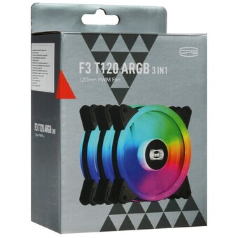  Комплект вентиляторов (3шт.) PCCooler F3 T120 ARGB BK (F3-T120BKAM3-GL) 120x120x25мм (4pin PWM + 3pin ARGB, 500-1800 об/мин) 