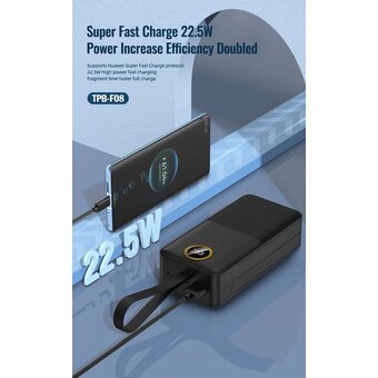  Аккумулятор внешний резервный TOPOMAX TPB-F08 30000mAh, PD22.5W черный 