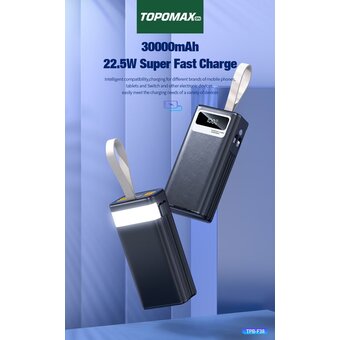  Аккумулятор внешний резервный TOPOMAX TPB-F38 30000mAh, 22.5W QC3.0 черный 