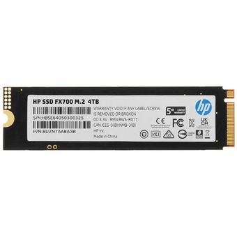  SSD HP FX700 4.0Tb (8U2N7AA#ABB) M.2 (PCI-E 4.0 x4, up to 7200/6200MBs, 3D NAND, 1600TBW, NVMe 2.0, 22х80mm, heatsink) 