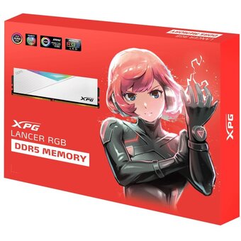  ОЗУ XPG Lancer RGB AX5U6400C3232G-DCLARWH 64GB DDR5 6400 DIMM 2*32, 1.4V, CL32-39-39, On-Die ECC, Power Management IC, white 