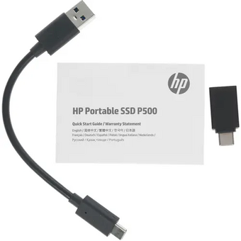  Внешний SSD HP P500 250GB Black (7NL52AA#ABB) (USB 3.2 Gen2 Type-C, up to 370/200Mbs, 100TBW, 79х54х10, 45g) 
