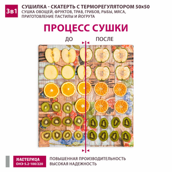  Сушилка-скатерть для овощей и фруктов Мастерица ОНЭ-5.2-100/220 50х50см 