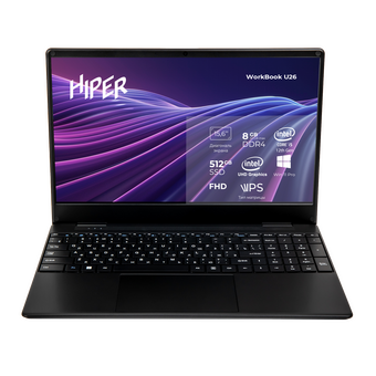  Ноутбук HIPER Workbook U26-15FII5124R8S5WPG 15.6"(1920x1080 IPS)/Intel Core i5 12450H(2Ghz)/8192Mb/512SSDGb/noDVD/Int:Intel UHD Graphics/Cam/BT/WiFi 