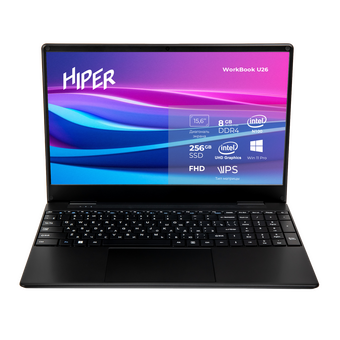  Ноутбук HIPER Workbook U26-15FIN100R8S2WPG 15.6"(1920x1080 IPS)/Intel N-series N100(0.8Ghz)/8192Mb/256SSDGb/noDVD/Int:Intel UHD Graphics/Cam/BT/WiFi 