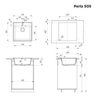  Кухонная мойка MAUNFELD Perla 505 MFQS-505B черный 