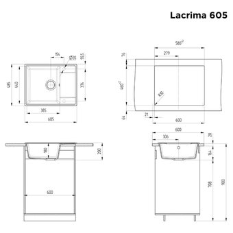  Кухонная мойка MAUNFELD Lacrima 605 MFQS-605B черный 