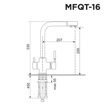  Кухонный смеситель MAUNFELD MFQT-16DGR темно-серый 