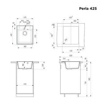  Кухонная мойка MAUNFELD Perla 425 MFQS-425B черный 