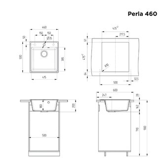  Кухонная мойка MAUNFELD Perla 460 MFQS-460W кремовый 