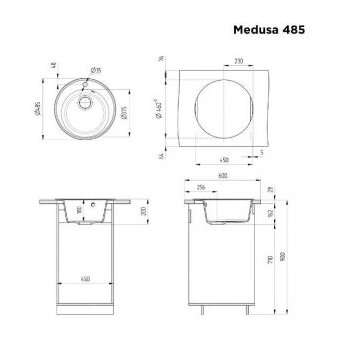  Кухонная мойка MAUNFELD Medusa 485 MFQS-485B черный 
