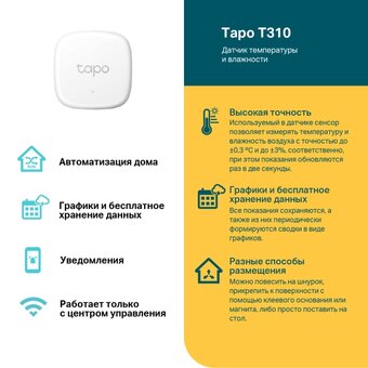  Датчик температуры и влажности TP-LINK Tapo T310 868-922МГц белый 