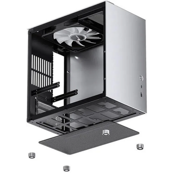  Корпус Jonsbo T8 Plus Silver без БП, боковые панели из закаленного стекла, mini-ITX, серебристый 