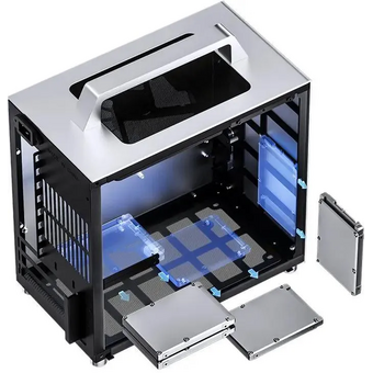  Корпус Jonsbo T8 Plus Silver без БП, боковые панели из закаленного стекла, mini-ITX, серебристый 