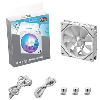  Вентилятор MSI MPG EZ120 ARGB White-1W Mech ARGB White (306-7G24F14-809), 120 mm Fan*1, Color Box 