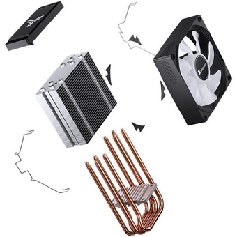  Кулер JONSBO CR-1300 Evo Black LGA1700/1200/115X/AM5/AM4 (TDP 160W, PWM, 90mm Dynamic Multi-Color LED Fan, 4 тепловые трубки, 4-pin) Retail 