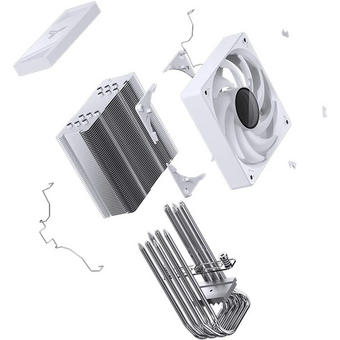  Кулер JONSBO CR-1000 V2 Pro ARGB White LGA1700/1200/115X/AM5/AM4 (TDP 230W, PWM, 120mm ARGB Fan, 6 тепловых трубок, белый, 4-pin) Retail 