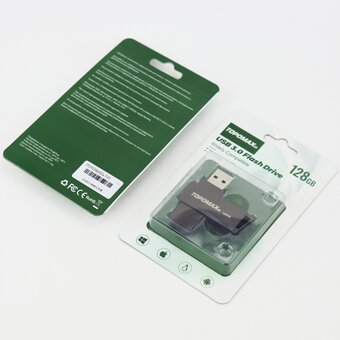  USB-флешка TOPOMAX TP-007 128G 3.0, скорость чтения 80-100МБ/с, записи 15-30МБ/с, металл 