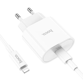  СЗУ HOCO C94A Metro single port PD20W+Type-C to lightning, white 