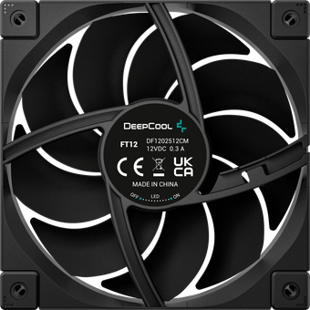  Вентилятор DEEPCOOL FT12 120x120x25мм (PWM, White LED, черный, 500-2150об/мин) Color BOX 
