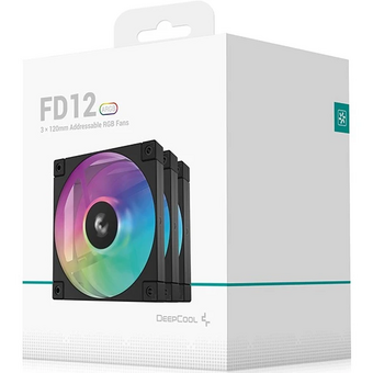  Вентилятор DEEPCOOL FD12 ARGB-3 in 1 120x120x25мм (PWM, ARGB, черный, 400-2050об/мин) Color BOX 