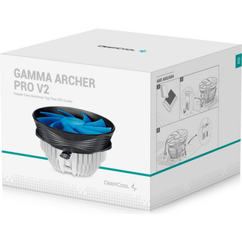  Кулер Deepcool Gamma Archer Pro V2 (G-U-Archer-ARNNNN-G-2) Soc-AM5/AM4/1200/1700/1851 черный/синий 4-pin 17.8-21dB Al+Cu 110W 315gr Ret 