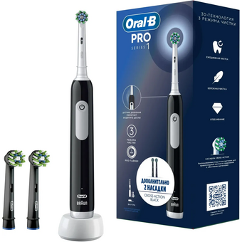  Электрическая зубная щетка Oral-B Vitality Pro 80813151 насадки 2шт, черный 