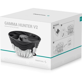  Кулер Deepcool Gamma Hunter V2 (G-U-Hunter-ARNNNN-G-1) Soc-AM5/AM4/1200/1700/1851 черный 3-pin 21dB Al 95W 252gr Ret 